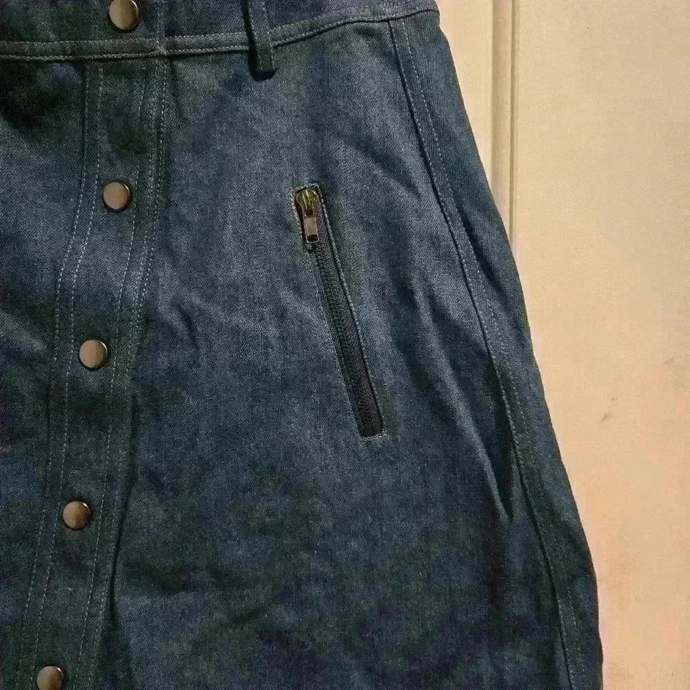 P7442 j.o.a. Los Angeles denim mini skirt asymmetrical slant button front large - Picture 3 of 7
